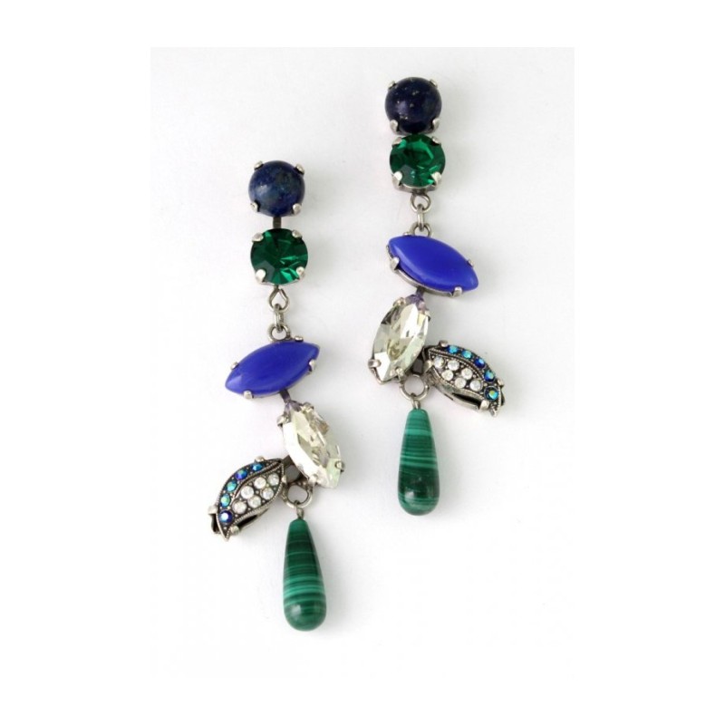 Amaro Handcrafted Blue Green Dangle Earrings Green Plane... | Earrings