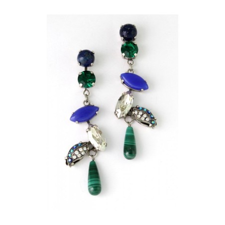 Amaro Handcrafted Blue Green Dangle Earrings Green Plane... | Earrings