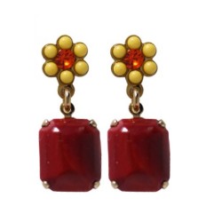 Amaro Handcrafted Flower Pot Post Earrings Ruby Red and ... | Earrings