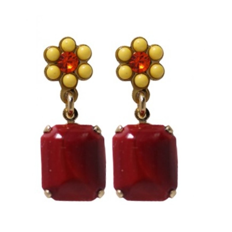 Amaro Handcrafted Flower Pot Post Earrings Ruby Red and ... | Earrings