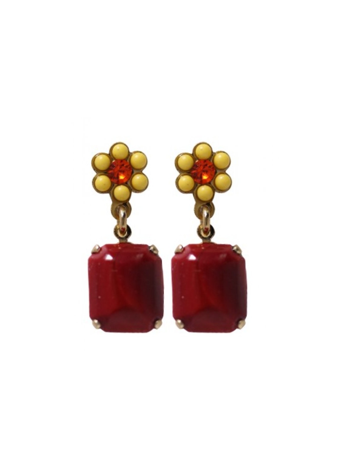 Amaro Handcrafted Flower Pot Post Earrings Ruby Red and ... | Earrings