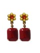 Amaro Handcrafted Flower Pot Post Earrings Ruby Red and ... | Earrings
