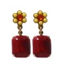 Amaro Handcrafted Flower Pot Post Earrings Ruby Red and ... | Earrings