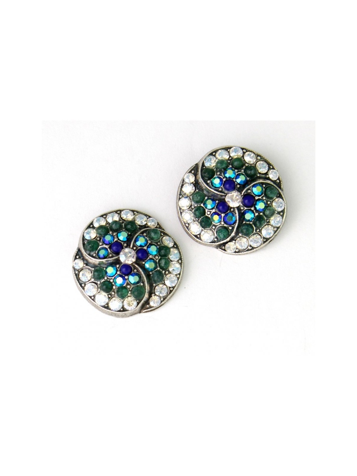Amaro Spiral Small Earrings with Blue Green and Crystal ... | Earrings