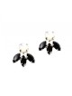 Amaro Black and White Small Petal Earrings with Semi Pre... | Earrings