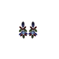 Amaro Floral earrings on Rhodium Plate with Semi Preciou... | Earrings