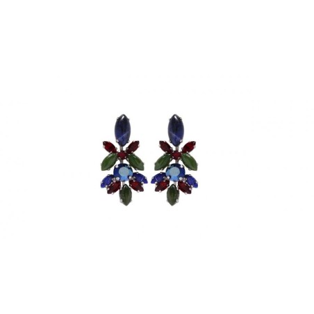 Amaro Floral earrings on Rhodium Plate with Semi Preciou... | Earrings