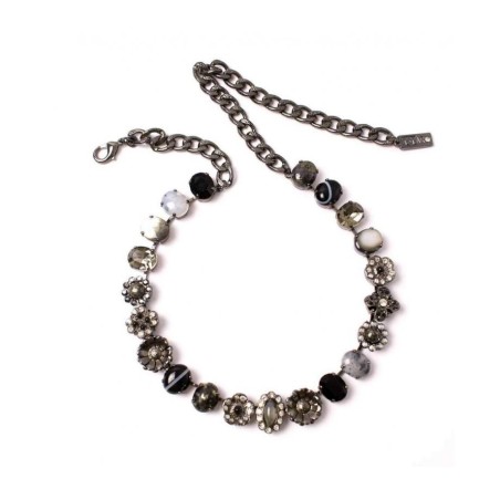 Amaro Handmade Silver Black Necklace Semi Prec... | Necklaces by Amaro