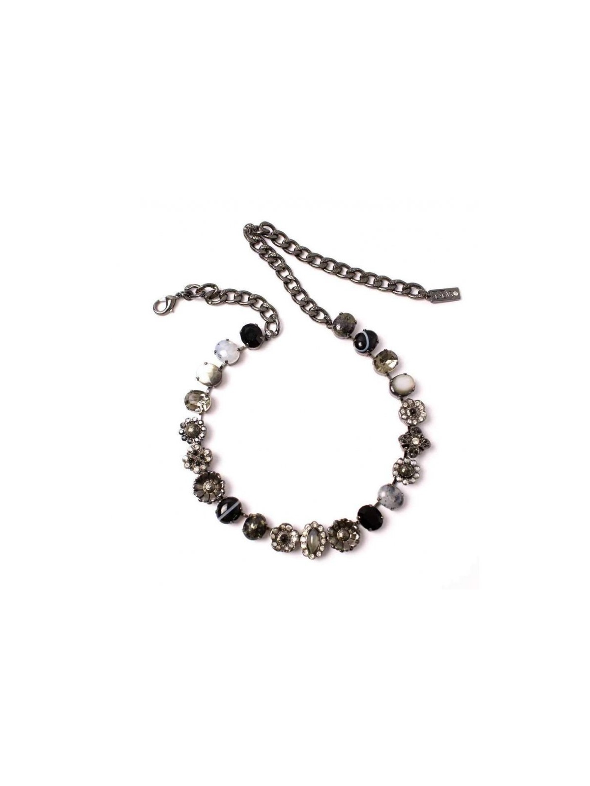 Amaro Handmade Silver Black Necklace Semi Prec... | Necklaces by Amaro