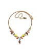 Amaro Handmade Gold Necklace with Colorful Lea... | Necklaces by Amaro