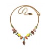Amaro Handmade Gold Necklace with Colorful Lea... | Necklaces by Amaro