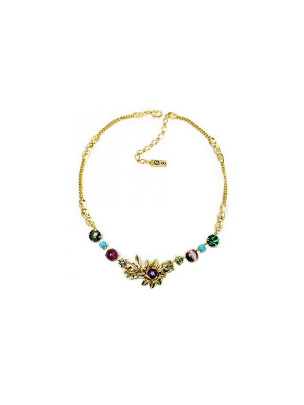 Amaro Gold Plated Necklace with Colorful Semi ... | Necklaces by Amaro