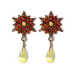 Amaro Handcrafted Gold Plate Red Star Earrings Spiritual... | Earrings