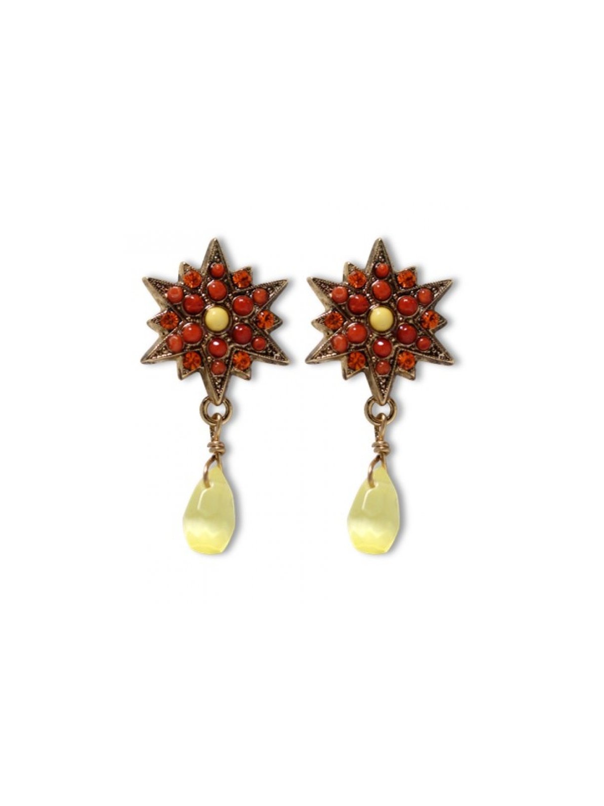 Amaro Handcrafted Gold Plate Red Star Earrings Spiritual... | Earrings