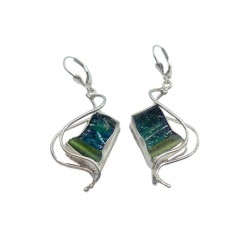 Michal Kirat Sterling Silver and Roman Glass... | Roman Glass Earrings