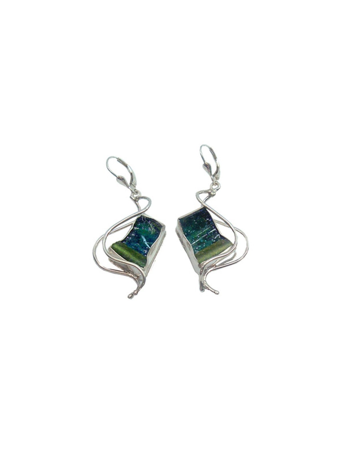 Michal Kirat Sterling Silver and Roman Glass... | Roman Glass Earrings