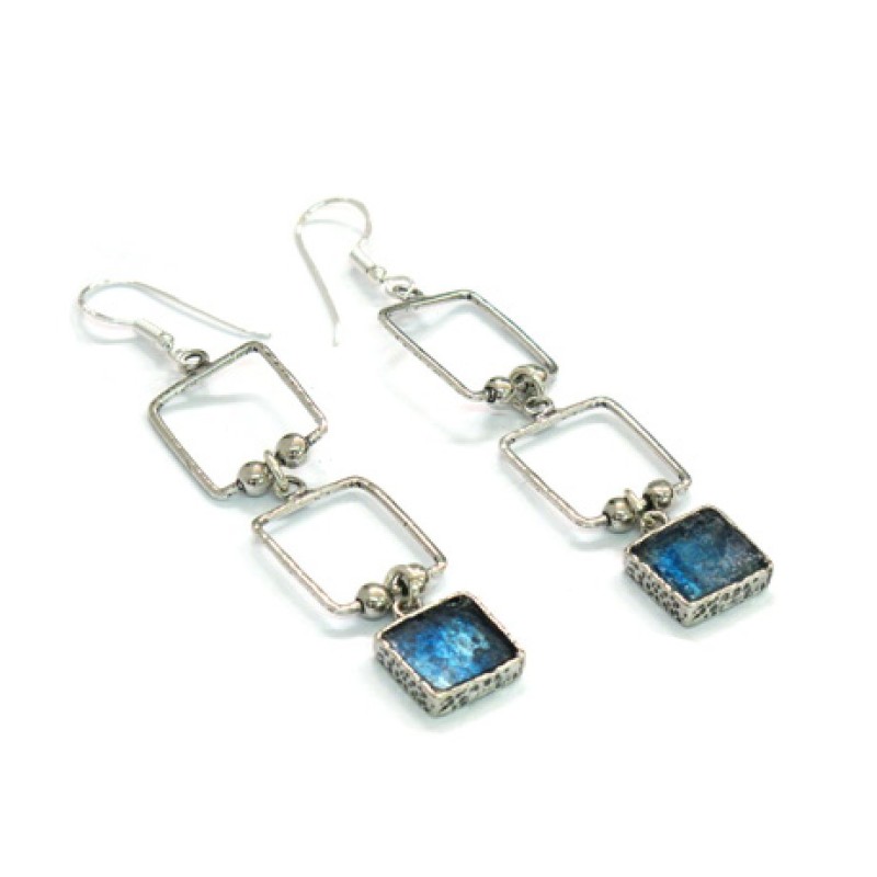 Michal Kirat Roman Glass Dangle Earrings wit... | Roman Glass Earrings