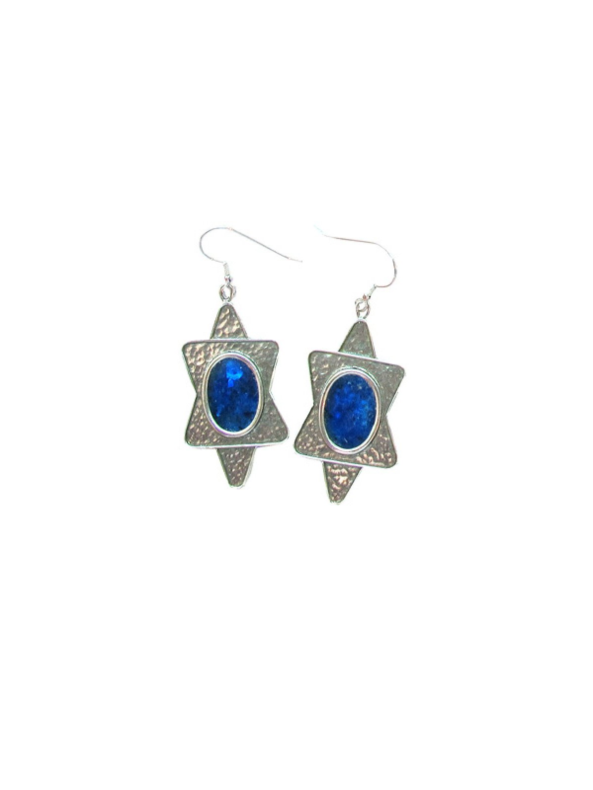 Michal Kirat Hammered Sterling Silver Star o... | Roman Glass Earrings