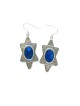 Michal Kirat Hammered Sterling Silver Star o... | Roman Glass Earrings