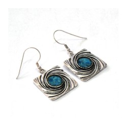 Michal Kirat Sterling Silver and Roman Glass... | Roman Glass Earrings