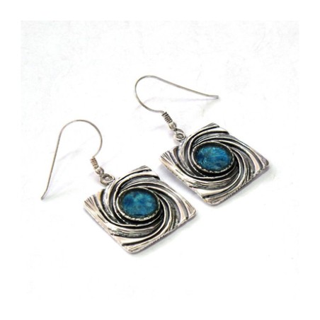 Michal Kirat Sterling Silver and Roman Glass... | Roman Glass Earrings
