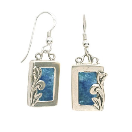 Michal Kirat Drop Earrings Sterling Silver a... | Roman Glass Earrings