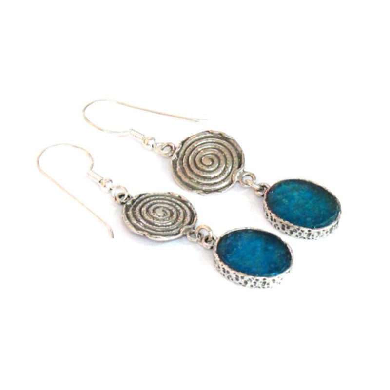 Michal Kirat Sterling Silver Dangle Roman Gl... | Roman Glass Earrings