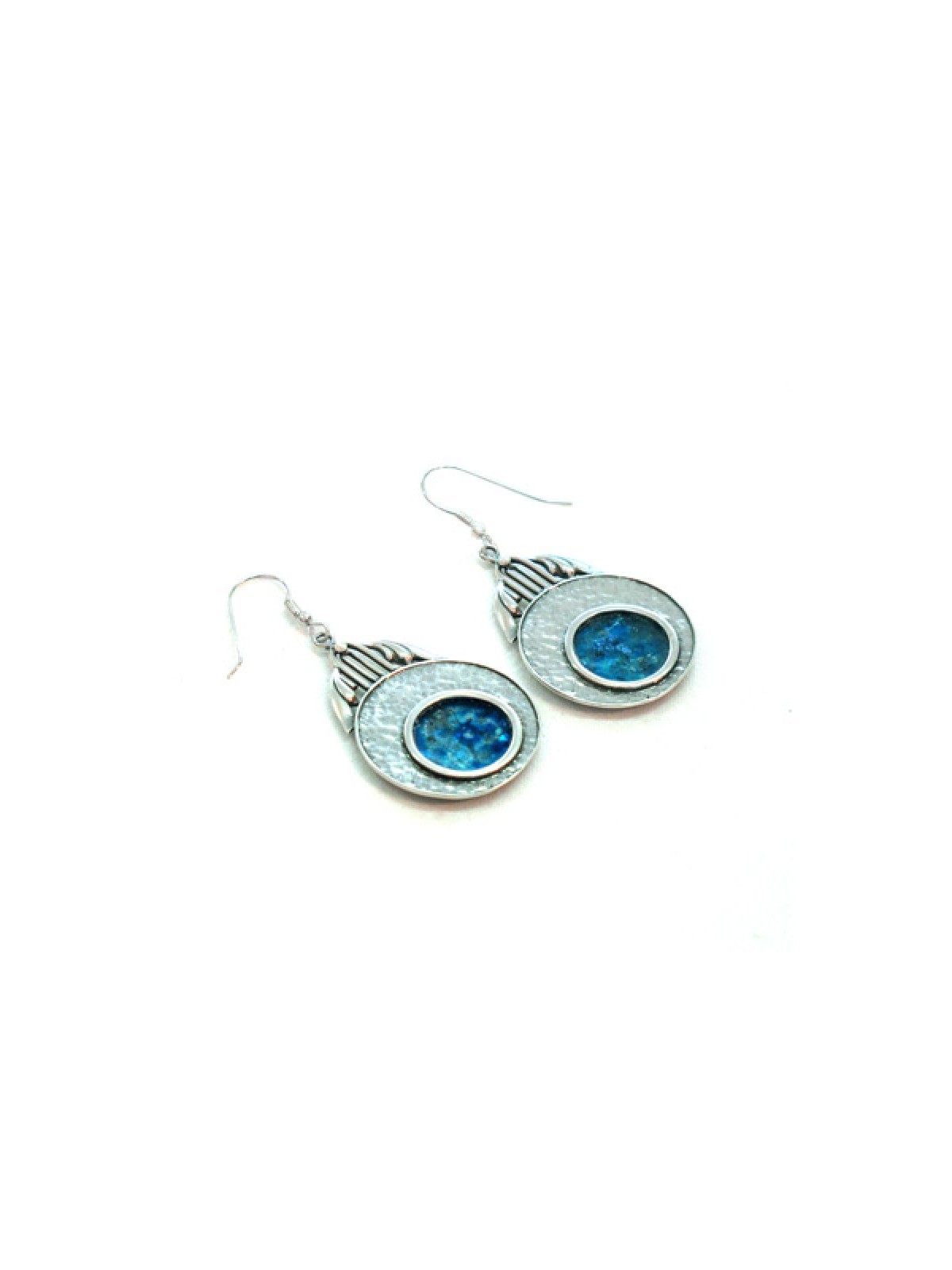 Michal Kirat Drop Earrings with Round Roman ... | Roman Glass Earrings
