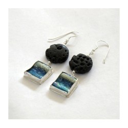 Michal Kirat Sterling Silver Dangle Earrings with Black ... | Earrings