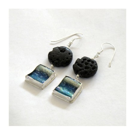 Michal Kirat Sterling Silver Dangle Earrings with Black ... | Earrings