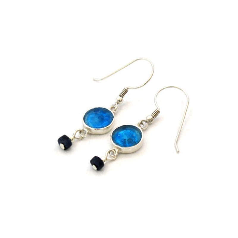 Michal Kirat Sterling Silver Dangle Earrings... | Roman Glass Earrings