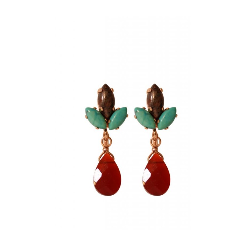 Amaro Handcrafted Drop Post Earrings Semi Precious Gems ... | Earrings