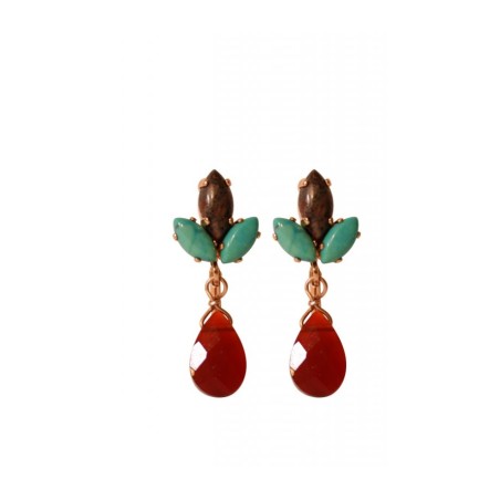 Amaro Handcrafted Drop Post Earrings Semi Precious Gems ... | Earrings