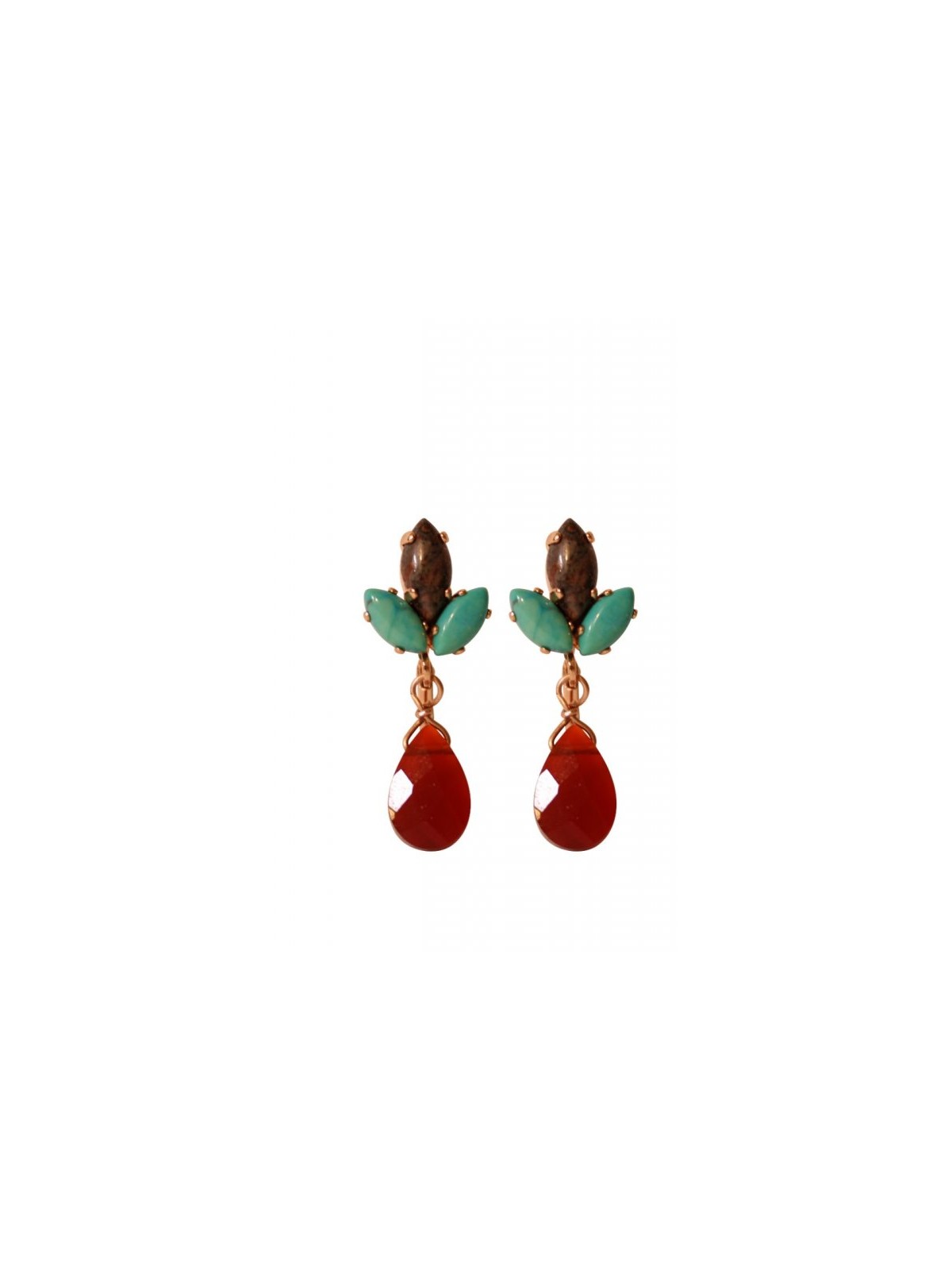 Amaro Handcrafted Drop Post Earrings Semi Precious Gems ... | Earrings