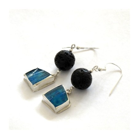 Michal Kirat Handmade Earrings Sterling Silve... | Roman Glass Jewelry