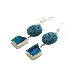 Michal Kirat Sterling Silver Dangle Earrings... | Roman Glass Earrings