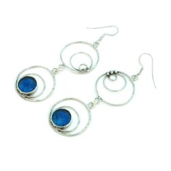 Michal Kirat Sterling Silver Drop Earrings C... | Roman Glass Earrings