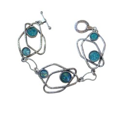 Michal Kirat Sterling Silver Bracelet with ... | Roman Glass Bracelets