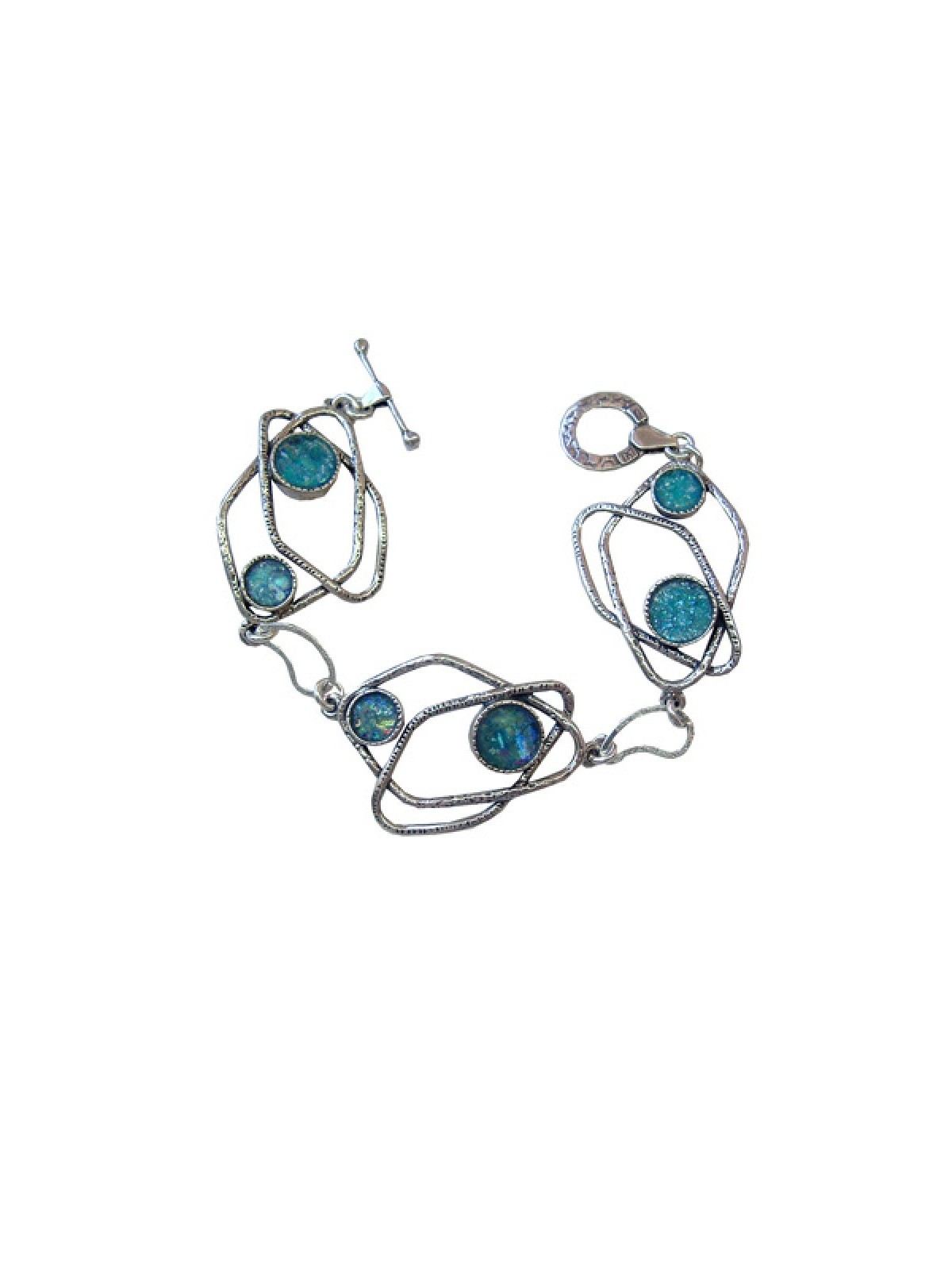 Michal Kirat Sterling Silver Bracelet with ... | Roman Glass Bracelets