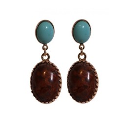 Amaro Rose Gold Post Drop Earrings with Turquoise and Se... | Earrings