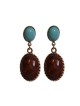 Amaro Rose Gold Post Drop Earrings with Turquoise and Se... | Earrings