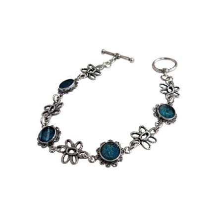 Michal Kirat Sterling Silver Floral Bracele... | Roman Glass Bracelets
