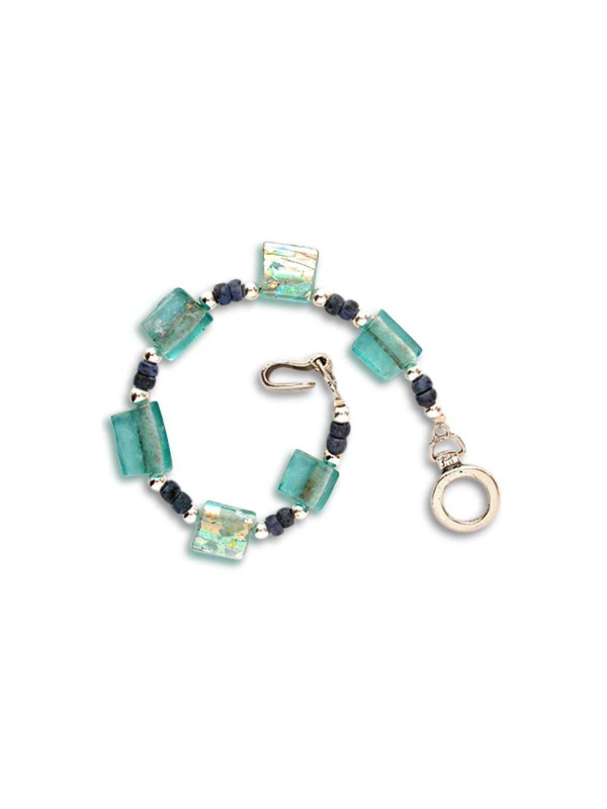 Michal Kirat Sterling Silver Bracelet with ... | Roman Glass Bracelets