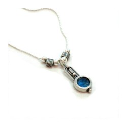 Michal Kirat Sterling Silver Necklace with ... | Roman Glass Necklaces