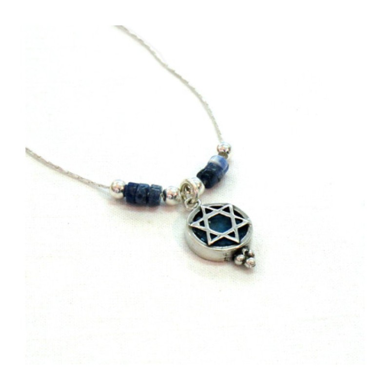 Michal Kirat Silver Star of David with Roma... | Roman Glass Necklaces