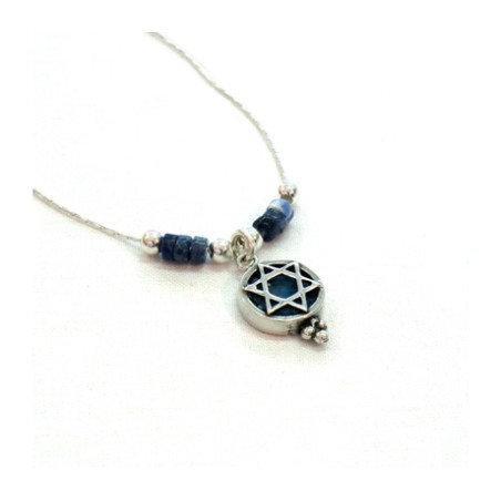 Michal Kirat Silver Star of David with Roma... | Roman Glass Necklaces