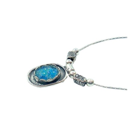 Michal Kirat Necklace with Roman Glass Silv... | Roman Glass Necklaces
