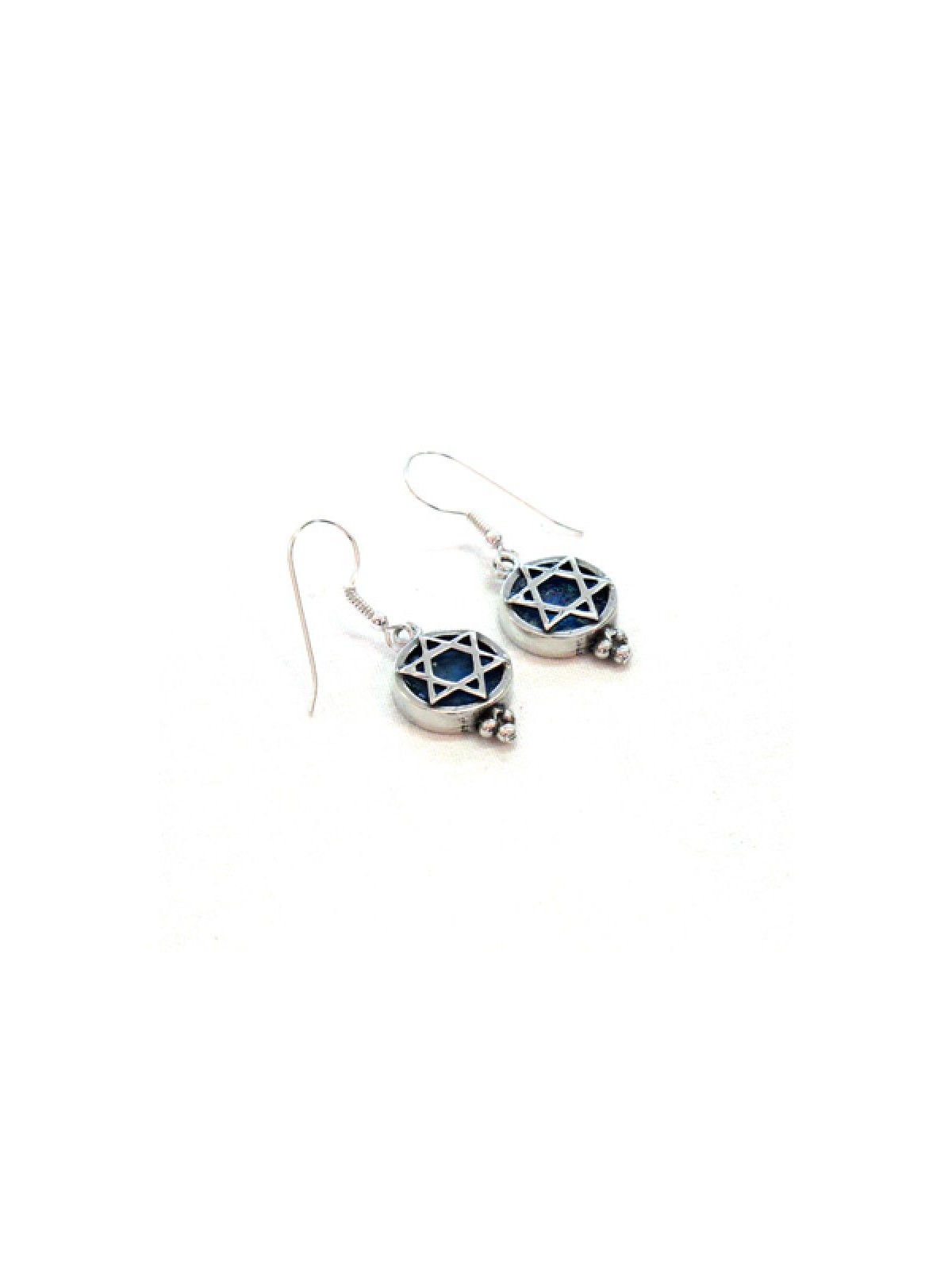 Michal Kirat Sterling Silver Drop Earrings w... | Roman Glass Earrings