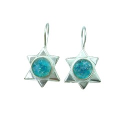 Michal Kirat Sterling Silver Drop Earrings S... | Roman Glass Earrings