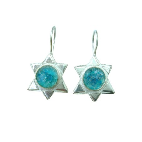 Michal Kirat Sterling Silver Drop Earrings S... | Roman Glass Earrings